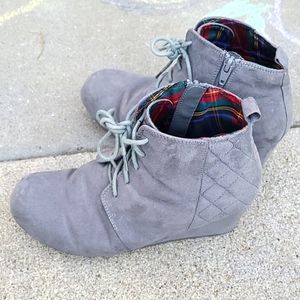 Quilted Wedge Booties Wide Width